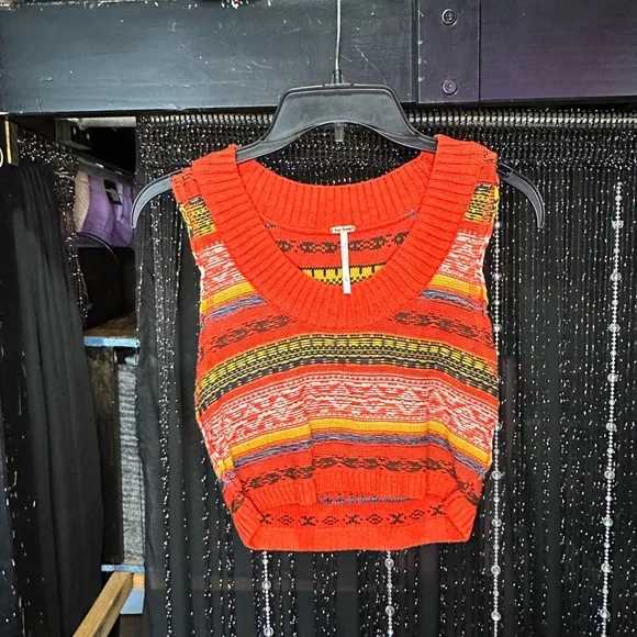 Wren & Glory Denim Jacket with Knit Sleeves & Matching Free People Top - Picture 4 of 8